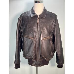 Vintage J Peterman Leather Flight Jacket Mens X Large Aviator Bomber Seinfeld